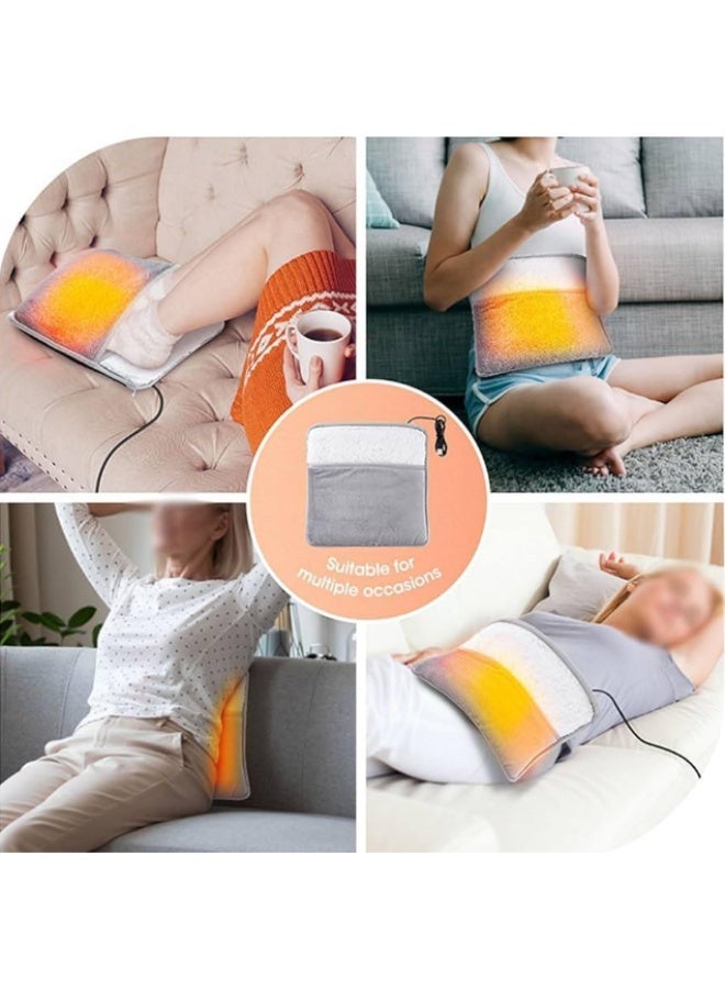 دفاية قدمين كهربائية وبادة تسخين لتخفيف الألم، تعمل بوصلة USB، خامة قطيفة ناعمة، متعددة الاستخدام، مقاس 29×29×2.5 سم، لون رمادي وأبيض، صنع في الصين - Image 4